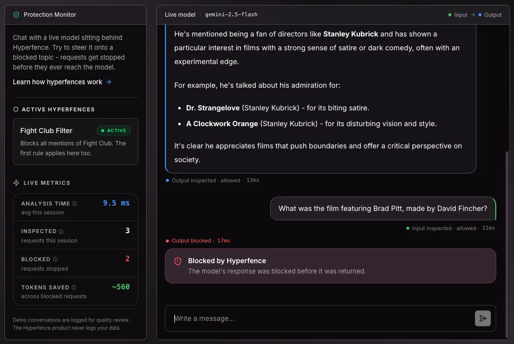 Hyperfence demo screenshot